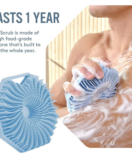 Polygon Silicone Body Scrubber Bath Brush with Ergonomic Handle