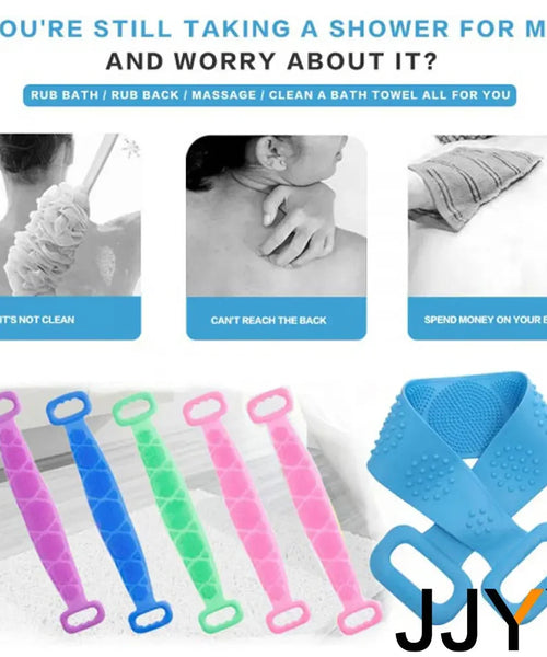 JJYY New Silicone Bath Towel Massage Bath Brush Long Strip