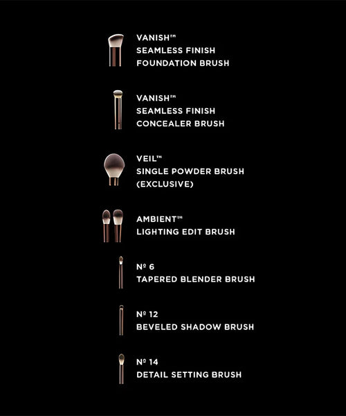 Hourglass Vegan Travel Brush Set – 7-Piece Face & Eye Collection with Bag