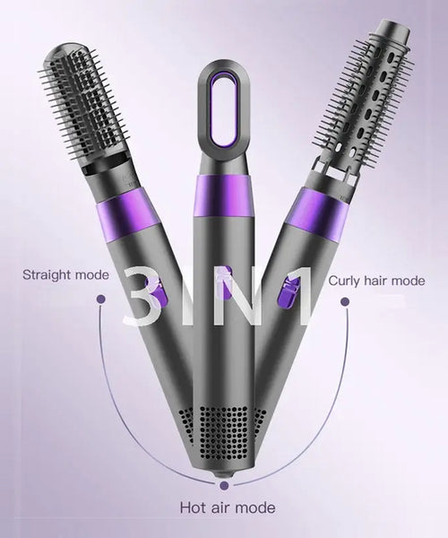 3-in-1 Hot Air Brush Hair Dryer & Curly Iron