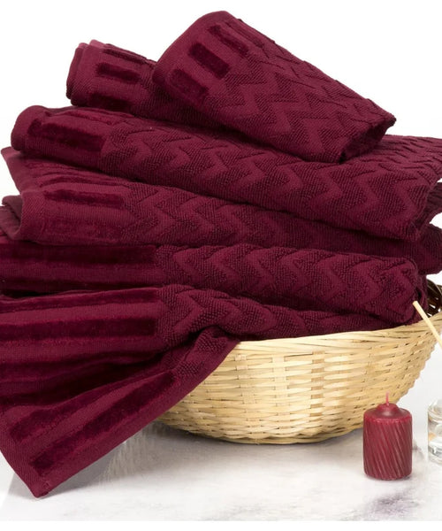 Chevron Pattern Plush Sculpted Spa Luxury Decorative, Hand and Face Towels