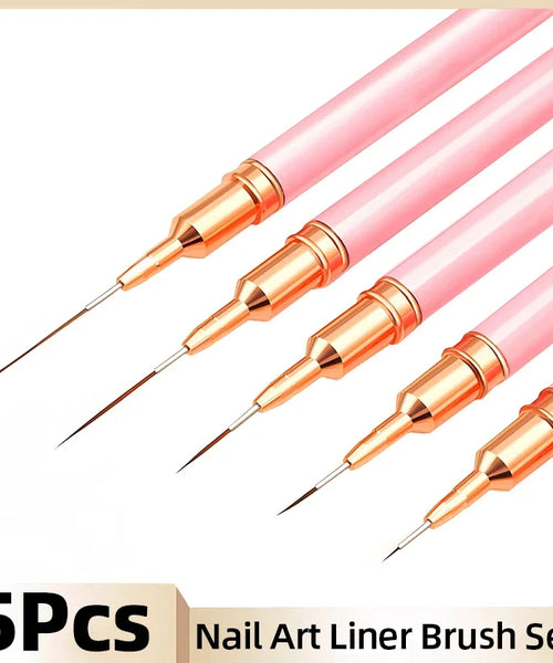 Nail Liner Brush Set – 5-Piece Precision Nail Art Pens (7–25mm)